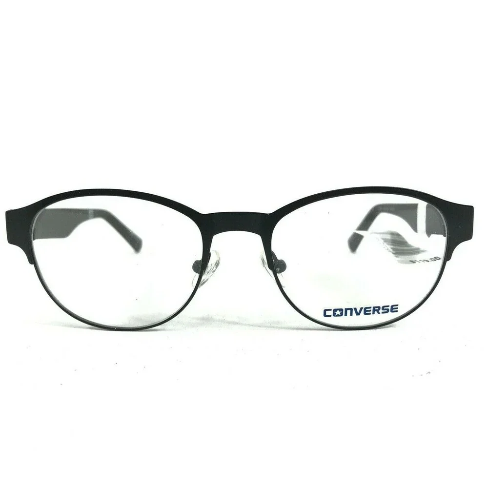 Converse Eyeglasses Frames Q030 BLACK Round Horn Rim Side Logos 49-17-135